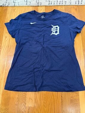 Nike Navy Blue Detroit 'D' Logo Short Sleeve Tee